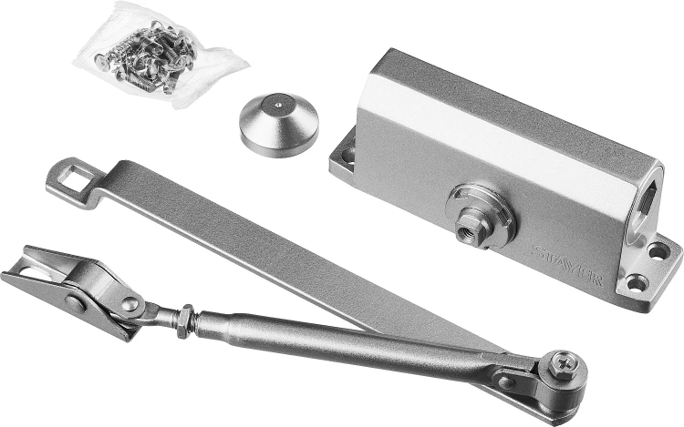 Доводчик дверной STAYER, для дверей массой до 80 кг, цвет серебро 37915-80 купить в Ханты-Мансийске