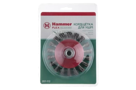 Кордщетка HAMMER тарелка 115мм для УШМ витая сталь (207-112) купить в Ханты-Мансийске