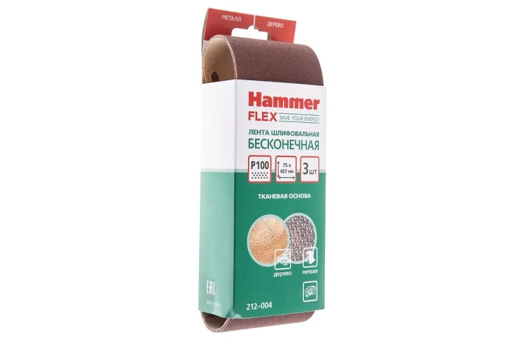 Лента шлиф. бесконечная HAMMER 75х457мм P100 купить в Ханты-Мансийске