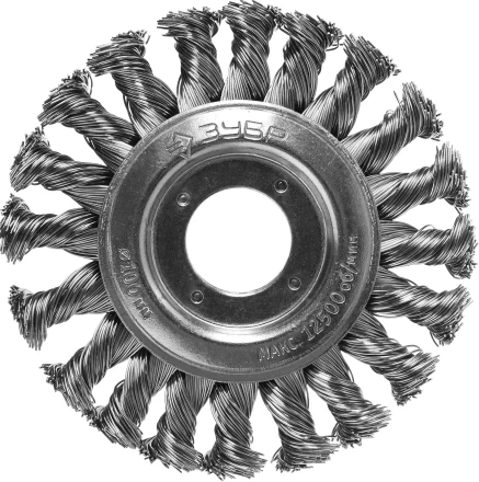 ЗУБР "ПРОФЕССИОНАЛ". Щетка дисковая для УШМ, плетеные пучки стальной проволоки 0,5мм, 100х22мм 35190-100_z02 купить в Ханты-Мансийске