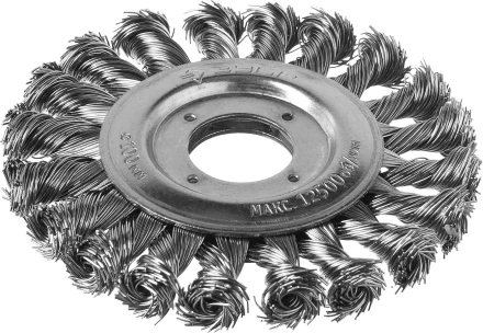 ЗУБР "ПРОФЕССИОНАЛ". Щетка дисковая для УШМ, плетеные пучки стальной проволоки 0,5мм, 100х22мм 35190-100_z02 купить в Ханты-Мансийске