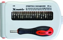 Отвертка для точных работ с насадками Fusion 22 пр. в пласт. пенале  Matrix 11584