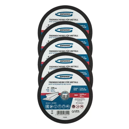 Круг отрезной по металлу, 230 х 2,0 х 22,2 мм, WA36TBF, в метал.банке, 5 шт. Gross 743890 купить в Ханты-Мансийске