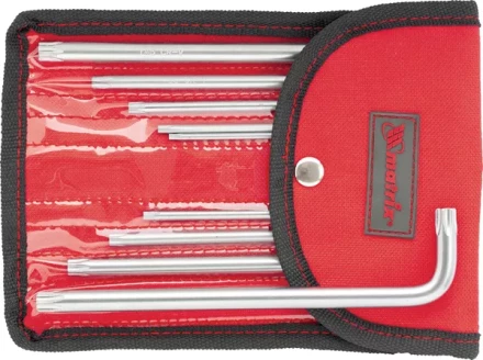 Набор ключей шестигранных имбусовых TORX-TORX Tamper, 9 шт:T10-T50, CrV,  удлиненные, сатин., чехол  MATRIX 12313 купить в Ханты-Мансийске