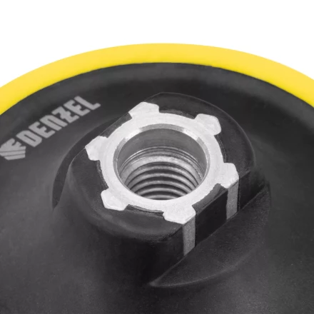 Тарелка опорная для дрели и УШМ с липучкой, 115 мм, стандартная, с адаптером c М14 на d8 Denzel 76250 купить в Ханты-Мансийске