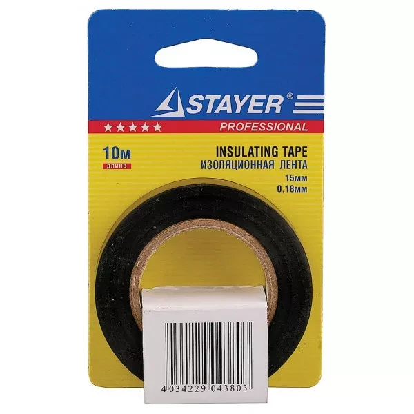 Изолента, STAYER Profi 12292-D-15-10, ПВХ, на карточке, 15мм х 10м х 0,18мм, черная 12292-D-15-10 купить в Ханты-Мансийске