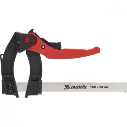 Струбцина реечная быстрозажимная пластиковый корпус рычажно-храповой механизм 160 х 90 х 240 мм штанга 5 х 20 мм Matrix 20735 купить в Ханты-Мансийске