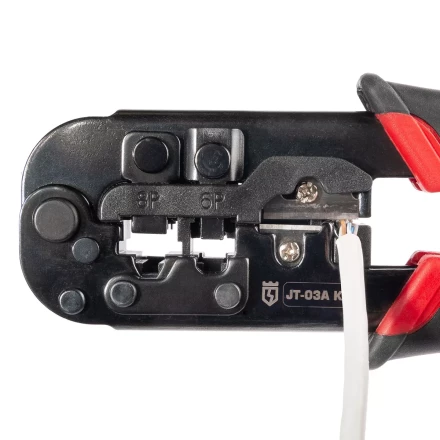 Кримпер многофункциональный КВТ JT-03А с 3 встроенными модулями для обжима RJ-45, RJ-12, RJ-11, RJ-22 (89228) купить в Ханты-Мансийске