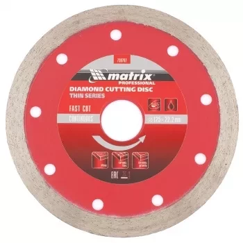 Диск алмазный отрезной сплошной ф125х22,2мм тонкий мокрое резание MATRIX Professional 730787 купить в Ханты-Мансийске