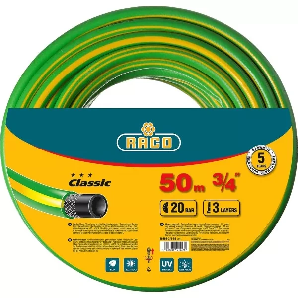 Шланг RACO CLASSIC поливочный, 20атм., армированный, 3-х слойный, 3/4"х50м 40306-3/4-50_z01 купить в Ханты-Мансийске