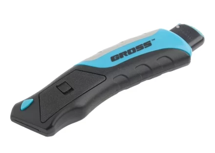 Нож ремонтно-монтажный, трехкомпонентная рукоятка, кнопочный авто выброс/возврат лезвия, 175 мм + 5 з.л GROSS 78879 купить в Ханты-Мансийске