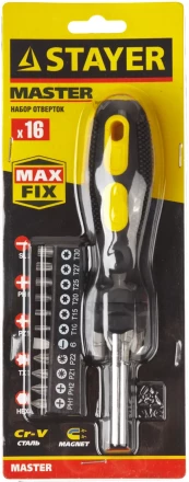 Набор STAYER "MASTER": Отвертка-битодержатель, биты 25мм 15шт, 16 предметов 2545-H5_z01 купить в Ханты-Мансийске