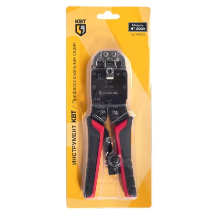 Кримпер многофункциональный КВТ HT-106E с 3 встроенными модулями для обжима RJ-45, RJ-12, RJ-11 (86603) купить в Ханты-Мансийске