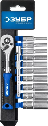 ЗУБР ТМ-12У, 12 предм., (1/4), набор торцовых головок, Профессионал (27651-H12) купить в Ханты-Мансийске