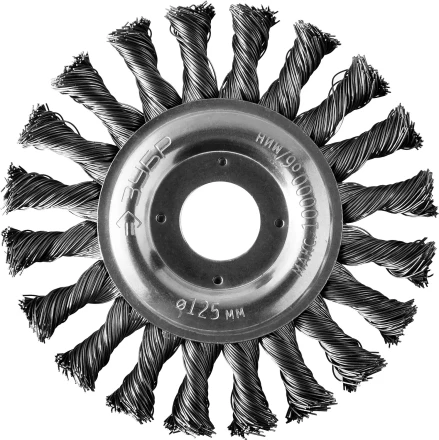 ЗУБР "ПРОФЕССИОНАЛ". Щетка дисковая для УШМ, плетеные пучки стальной проволоки 0,5мм, 125х22мм 35190-125_z02 купить в Ханты-Мансийске