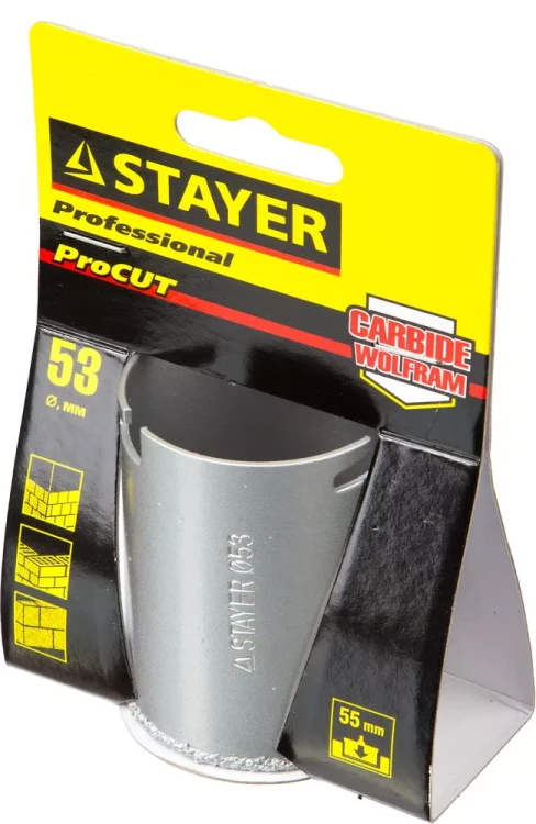 Коронка STAYER "PROFESSIONAL" кольцевая с карбидно-вольфрамовой крошкой, d=53мм 33345-53 купить в Ханты-Мансийске