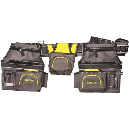 Пояс монтажника KRAFTOOL &quot;INDUSTRIE&quot;, 2 подвесных подсумка, 20 карманов, 2 петли для крепления молотка и рулетки 38742 купить в Ханты-Мансийске
