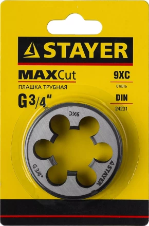 Плашка круглая ручная STAYER "MASTER", сталь 9ХС, для трубной резьбы G 3/4`` 28029-3/4 купить в Ханты-Мансийске