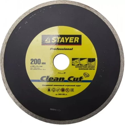 Круг отрезной алмазный STAYER "PROFESSIONAL", сплошной, влажная резка, для электроплиткореза, 25,4х200мм 3665-200_z01 купить в Ханты-Мансийске