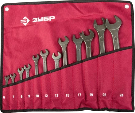 Набор ЗУБР Ключи комбинированные, серия &quot;Т-80&quot;, хромованадиевая сталь, зелёный цинк, 6-24мм, 12шт 27025-H12 купить в Ханты-Мансийске