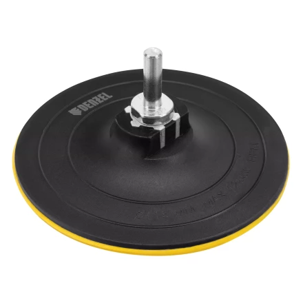 Тарелка опорная для дрели и УШМ с липучкой, 115 мм, твердая, с адаптером c М14 на d8 Denzel 76253 купить в Ханты-Мансийске