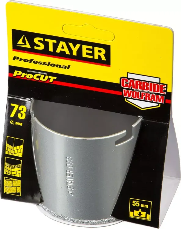 Коронка STAYER "PROFESSIONAL" кольцевая с карбидно-вольфрамовой крошкой, d=73мм 33345-73 купить в Ханты-Мансийске