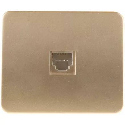 Розетка СВЕТОЗАР &quot;ГАММА&quot; телефонная, одинарная, без вставки и рамки, цвет золотой металлик SV-54117-GM купить в Ханты-Мансийске