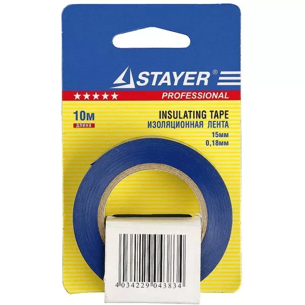 Изолента, STAYER Profi 12292-B-15-10, ПВХ, на карточке, 15мм х 10м х 0,18мм, синяя 12292-B-15-10 купить в Ханты-Мансийске