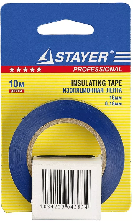 Изолента, STAYER Profi 12292-B-15-10, ПВХ, на карточке, 15мм х 10м х 0,18мм, синяя 12292-B-15-10 купить в Ханты-Мансийске