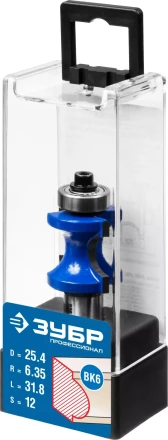 ЗУБР 25.4 x 31.8 мм, радиус 6.3 мм, фреза полустержневая с подшипником, Профессионал (28722-25.4) купить в Ханты-Мансийске