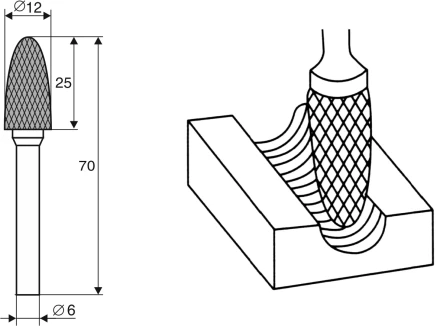 Борфреза Аркоподобная закругленная F 6х12 Энкор 21710 купить в Ханты-Мансийске