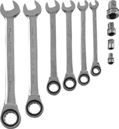 Набор ключей комбинированных трещеточных  8-19мм  адаптеры 10предметов Jonnesway W45110S 48879 купить в Ханты-Мансийске