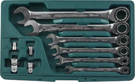 Набор ключей комбинированных трещеточных  8-19мм  адаптеры 10предметов Jonnesway W45110S 48879 купить в Ханты-Мансийске