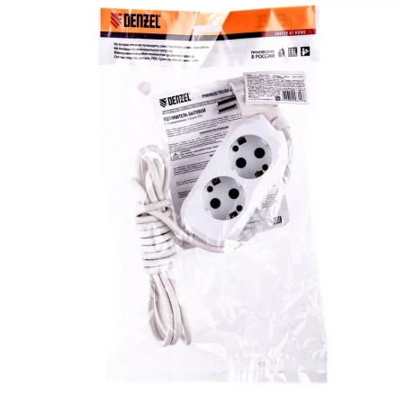 Удлинитель бытовой серия УХз-10-203 с заземлением 3 м 2 розетки 10 А Denzel 95961 купить в Ханты-Мансийске