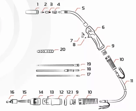 Гусак к горелке MIG 36KD MF0034 Ref Aurora купить в Ханты-Мансийске
