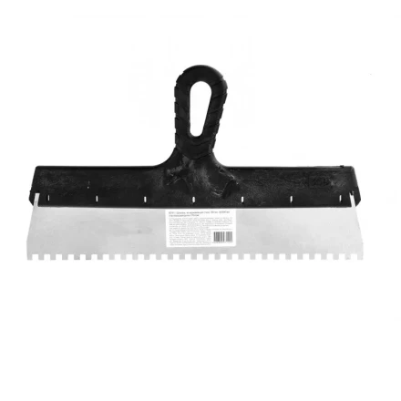 Шпатель  из нержавеющей стали 350 мм зуб 6 х 6 мм пластмассовая ручка 85141 купить в Ханты-Мансийске