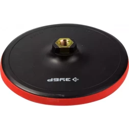 Тарелка опорная ЗУБР "МАСТЕР" пластиковая для УШМ под круг на липучке, мягкая полиуретановая прокладка, d 180 мм, М14 35782-180