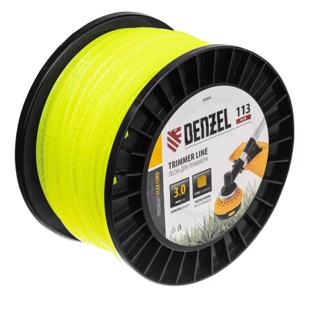 Леска для триммера зубчатый квадрат, 3,0мм х 113м, на DIN катушке FLEX CORD// Denzel 96806 купить в Ханты-Мансийске