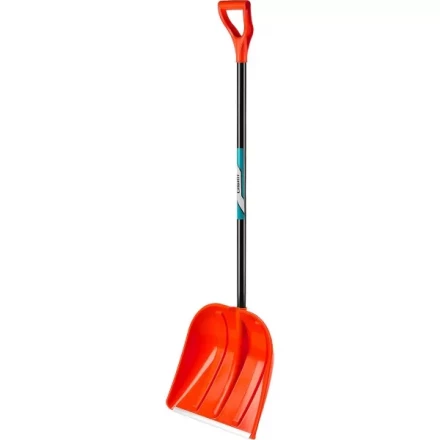 Лопата снеговая пластиковая с алюминиевой планкой, с алюминиевым черенком и V-ручкой, 410мм, оранжевая, СИБИН 421845 421845 купить в Ханты-Мансийске