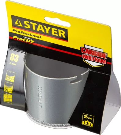 Коронка STAYER "PROFESSIONAL" кольцевая с карбидно-вольфрамовой крошкой, d=83мм 33345-83 купить в Ханты-Мансийске