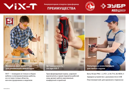 Отвертка-трансформер ViX-T ЗО-ЕМ-3.6 Ли серия МАСТЕР купить в Ханты-Мансийске