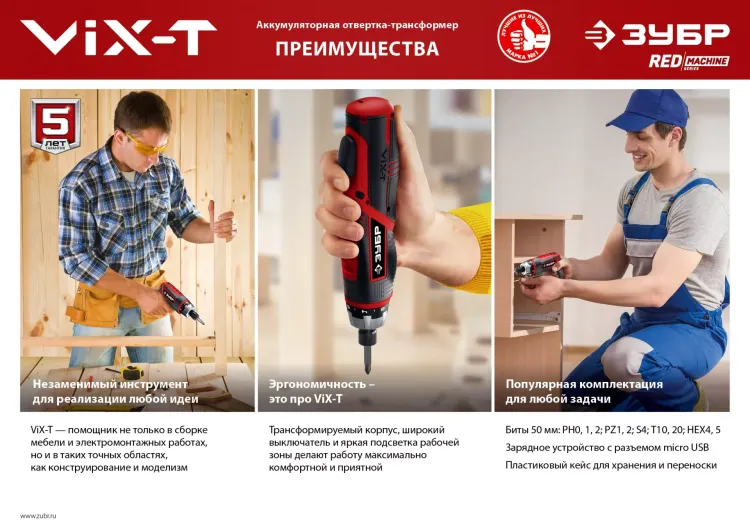 Отвертка-трансформер ViX-T ЗО-ЕМ-3.6 Ли серия МАСТЕР купить в Ханты-Мансийске