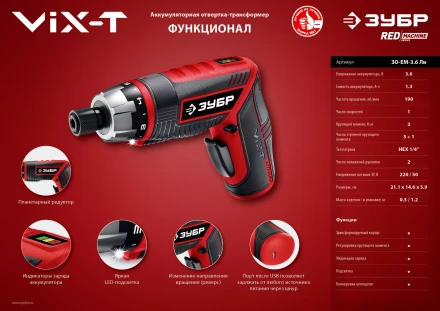 Отвертка-трансформер ViX-T ЗО-ЕМ-3.6 Ли серия МАСТЕР купить в Ханты-Мансийске