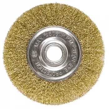 Щетка для УШМ, 150 мм, посадка 22,2 мм, плоская, латунированная витая проволока MATRIX 74664 купить в Ханты-Мансийске