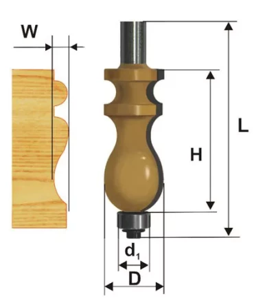 Фреза кромочная фигурная Ф222Х413 мм хвостовик 12 мм 46408 купить в Ханты-Мансийске