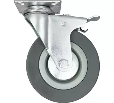 Аппаратное поворотное колесо с тормозом HITCH 50*18 резина серая SCgb25 (SZ084836) купить в Ханты-Мансийске