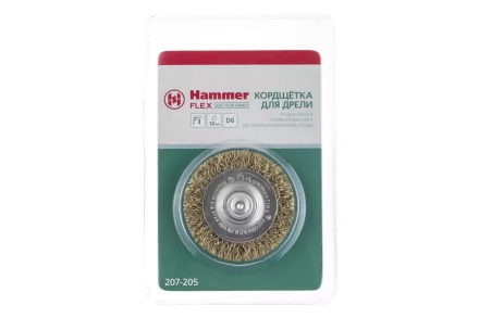 Кордщетка HAMMER плоская 50мм для дрели гофрированная латунированная сталь (207-205) купить в Ханты-Мансийске