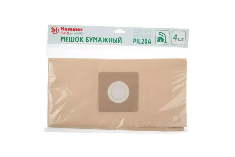 Бумажные мешки HAMMER 233-011 для пылесосов PIL20A (4 шт.) купить в Ханты-Мансийске