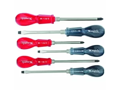 Набор ударных отверток 6штук PH1x75 PH2x100 PH3x150 SL5x75 SL6x100 SL8x150 CrV MATRIX 19113 купить в Ханты-Мансийске