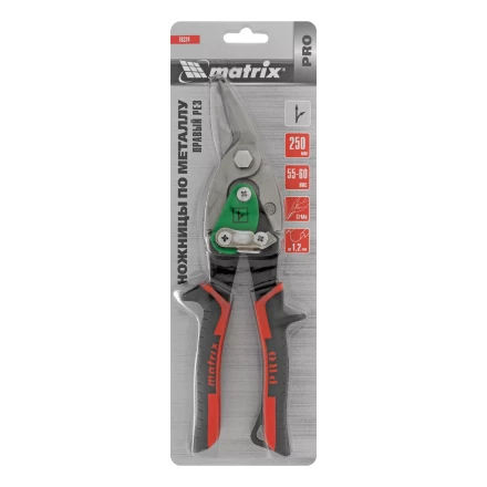Ножницы по металлу Matrix, 250 мм, правый рез, сталь CRMO, двухкомпонентные рукоятки, PRO 78324 купить в Ханты-Мансийске
